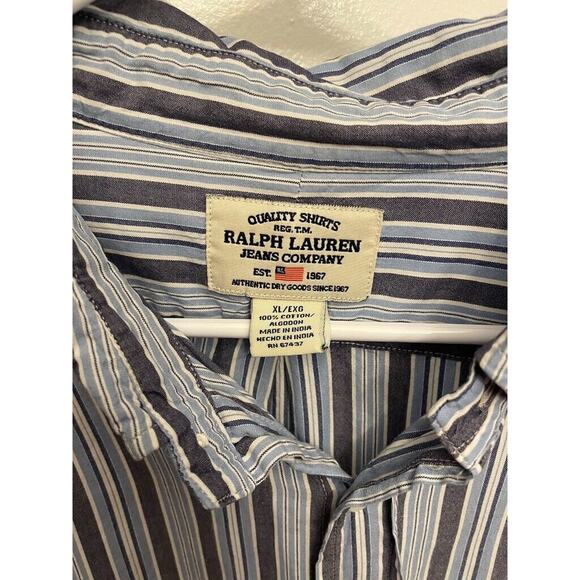 Vintage Polo Ralph Lauren Button Down Long-sleeve Collared Shirt Striped Blue XL - Picture 3 of 3